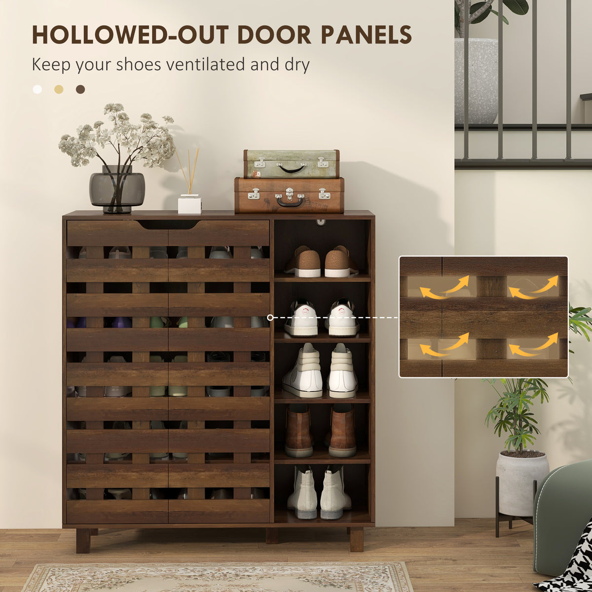 Shoe Cabinet with 5-Tier Double Door Storage – 34"W x 37"H