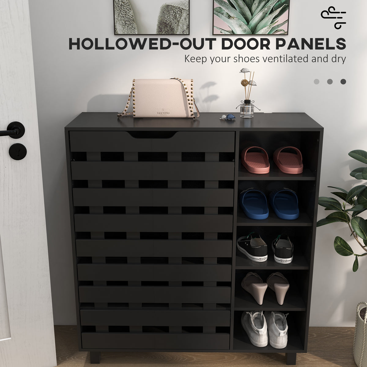 Shoe Cabinet with 5-Tier Double Door Storage – 34"W x 37"H