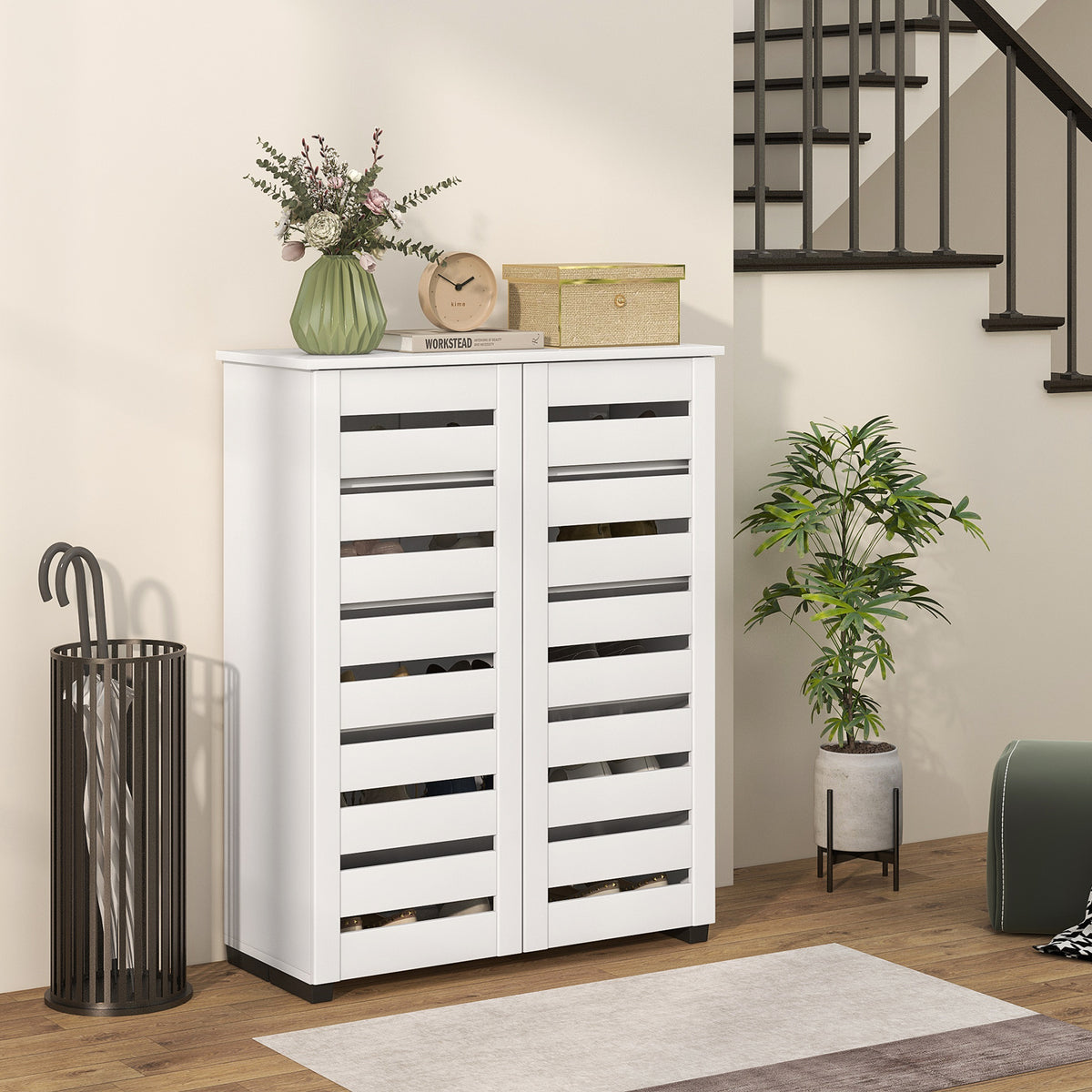 Shoe Cabinet with 2 Slatted Doors – 30"W x 39"H