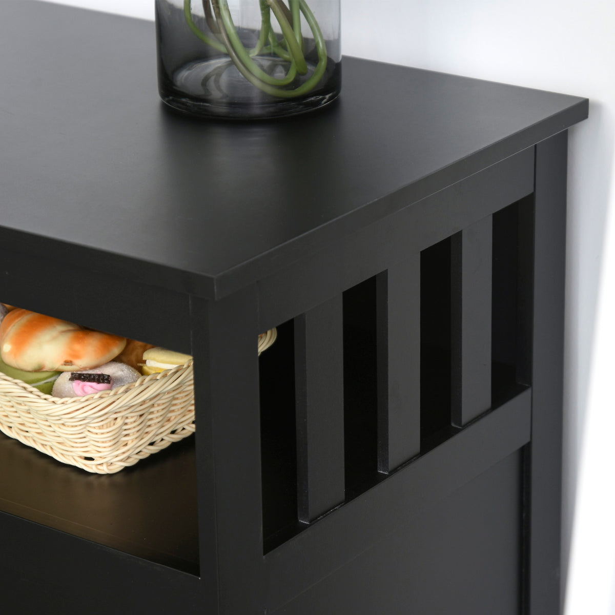 Kitchen Sideboard with 2-Level Cabinet and Open Shelf – 39"W x 32"H