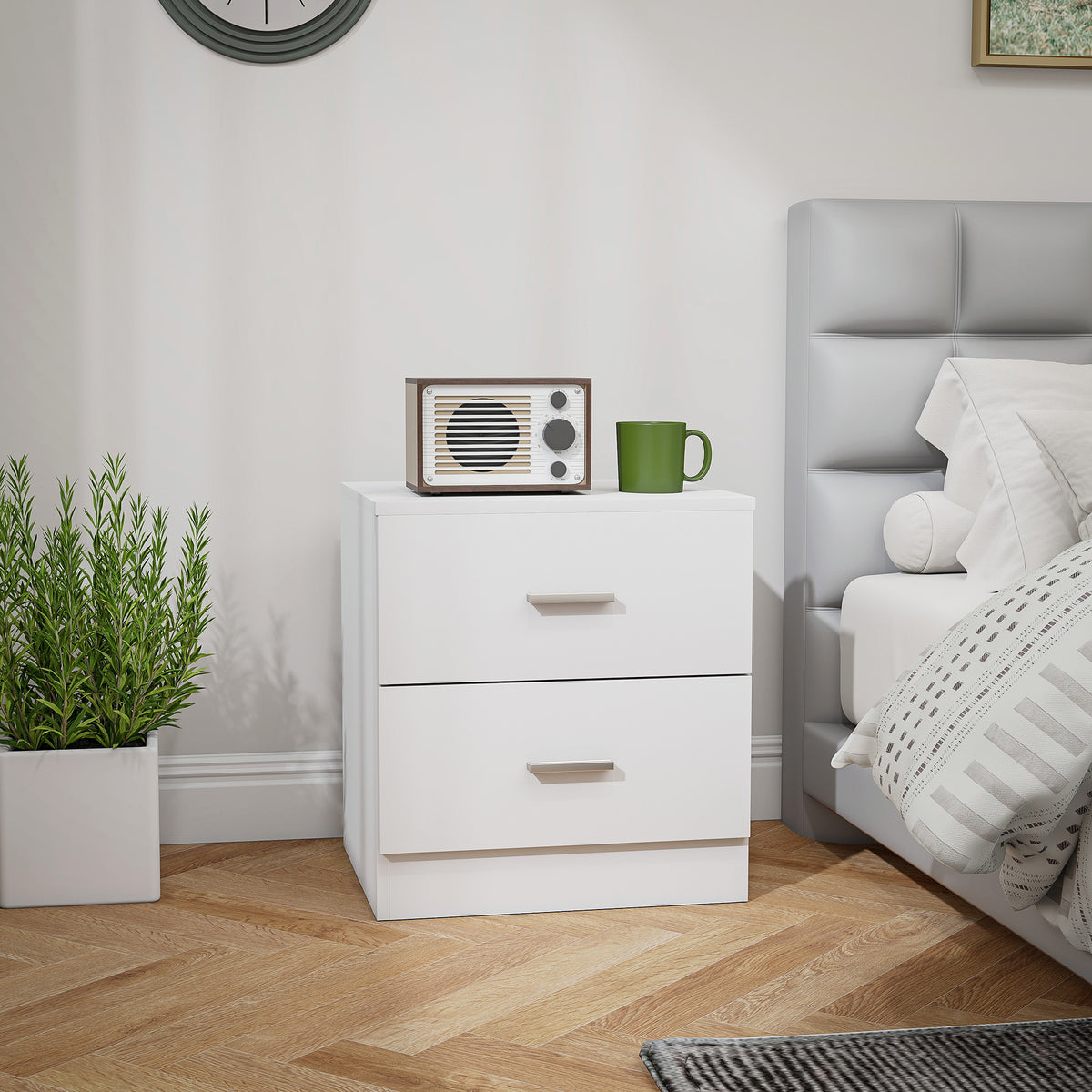 Modern 2-Drawer Nightstand – 18"W x 19"H