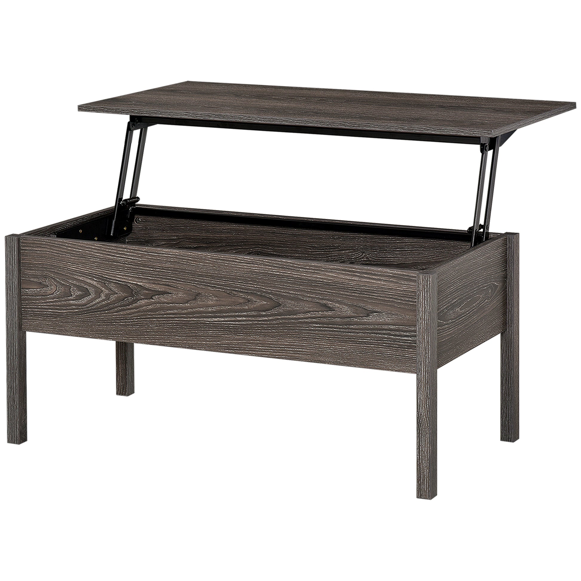 Modern Lift Top Coffee Table with Hidden Storage for Living Room, Grey