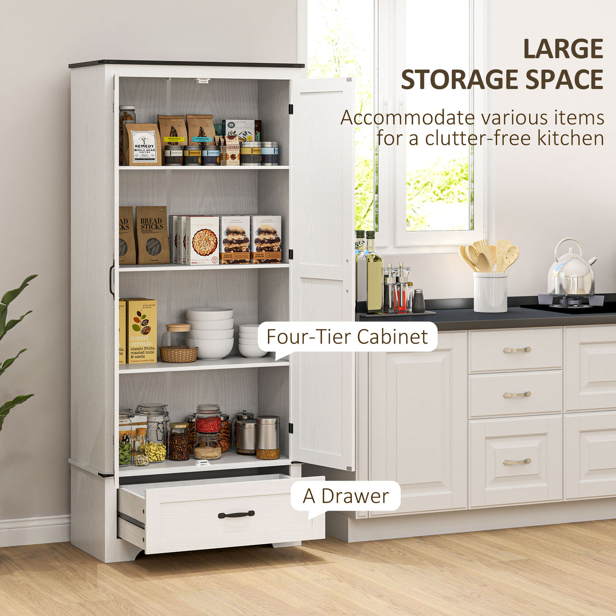 Farmhouse Pantry Cabinet with Adjustable Shelves – 31"W x 72"H