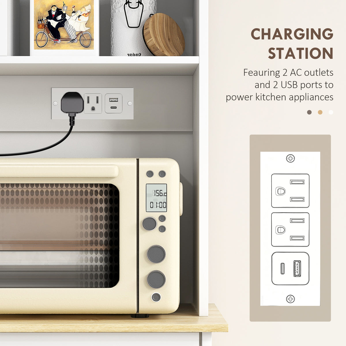 Kitchen Cabinet with Charging Station – 39"W x 68"H