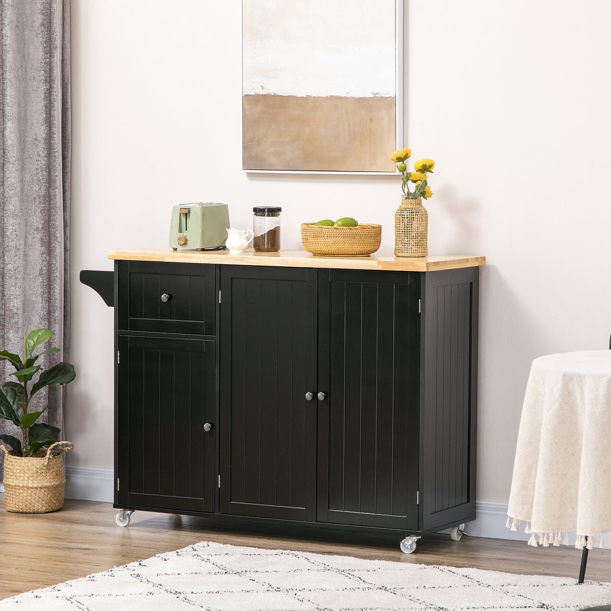 Rolling Kitchen Island with Storage – 53"W x 37"H