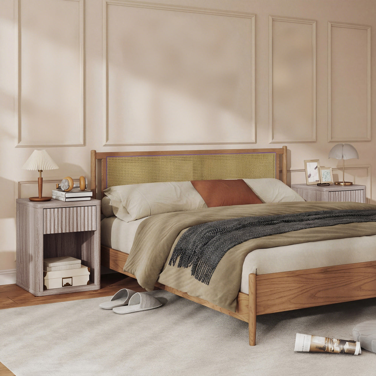 Nightstands with Drawer and Open Shelf, Set of 2 – 16"W x 20"H