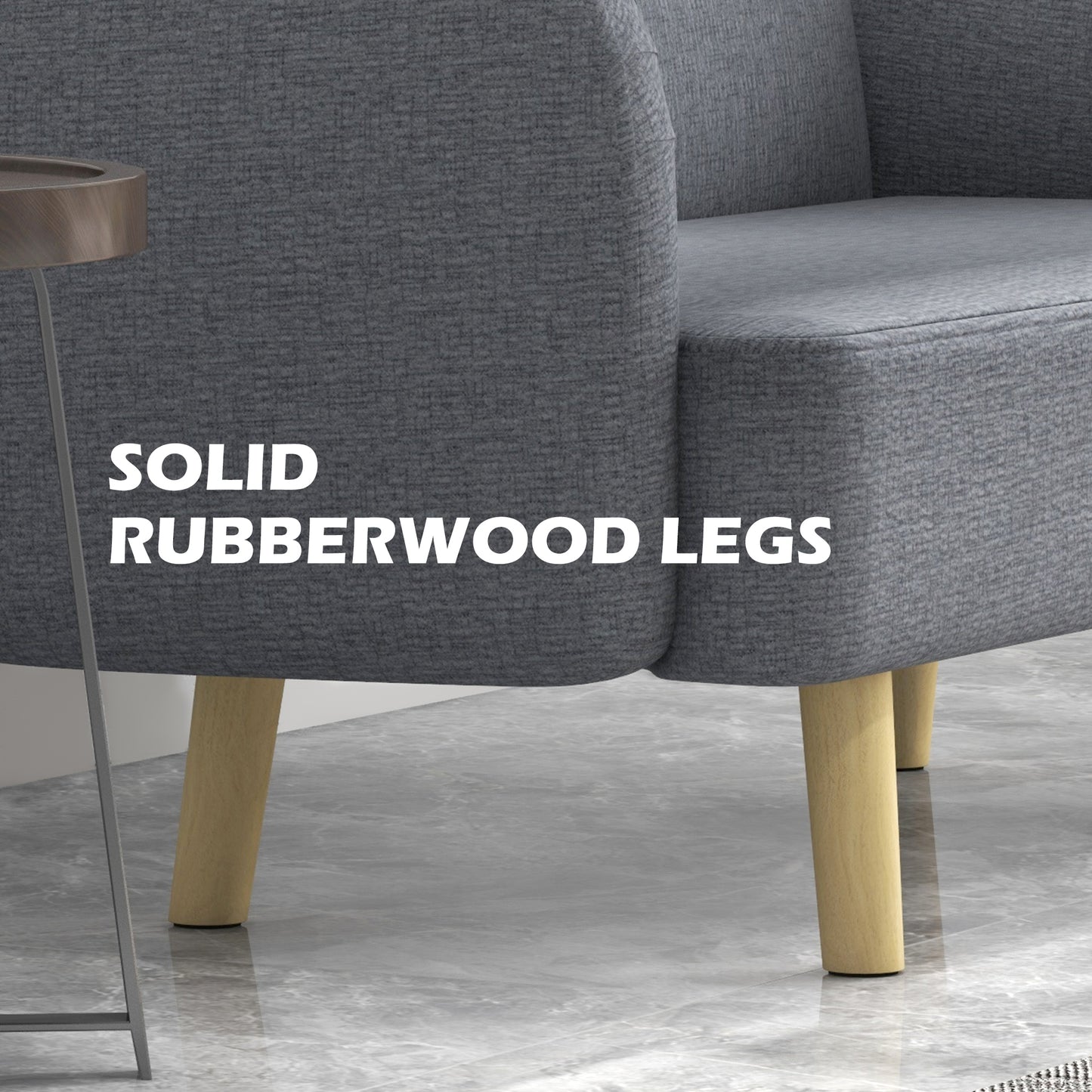 HOMCOM Grey Velvet 2-Seater Loveseat, Thick Padded Small Sofa with Wood Legs