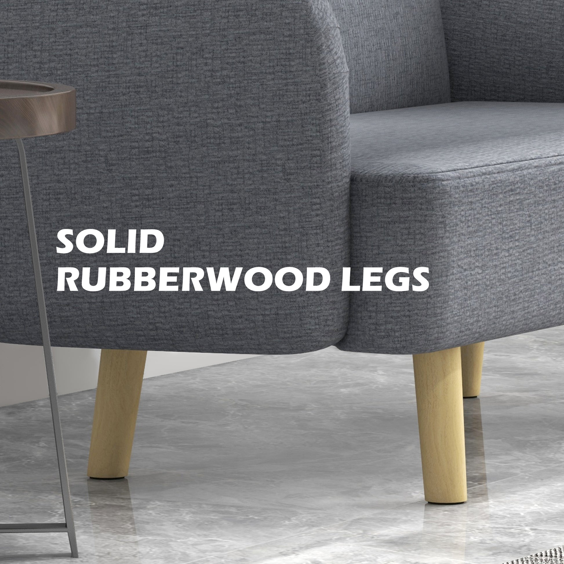 HOMCOM Grey Velvet 2-Seater Loveseat, Thick Padded Small Sofa with Wood Legs