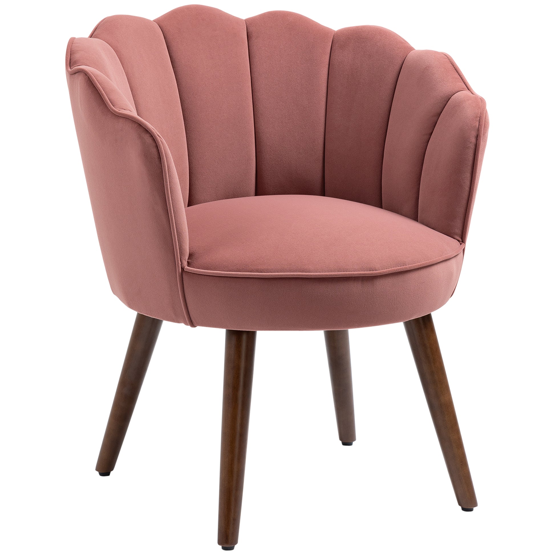 HOMCOM Modern Pink Velvet Accent Chair, Tapered Wood Legs, Living Room