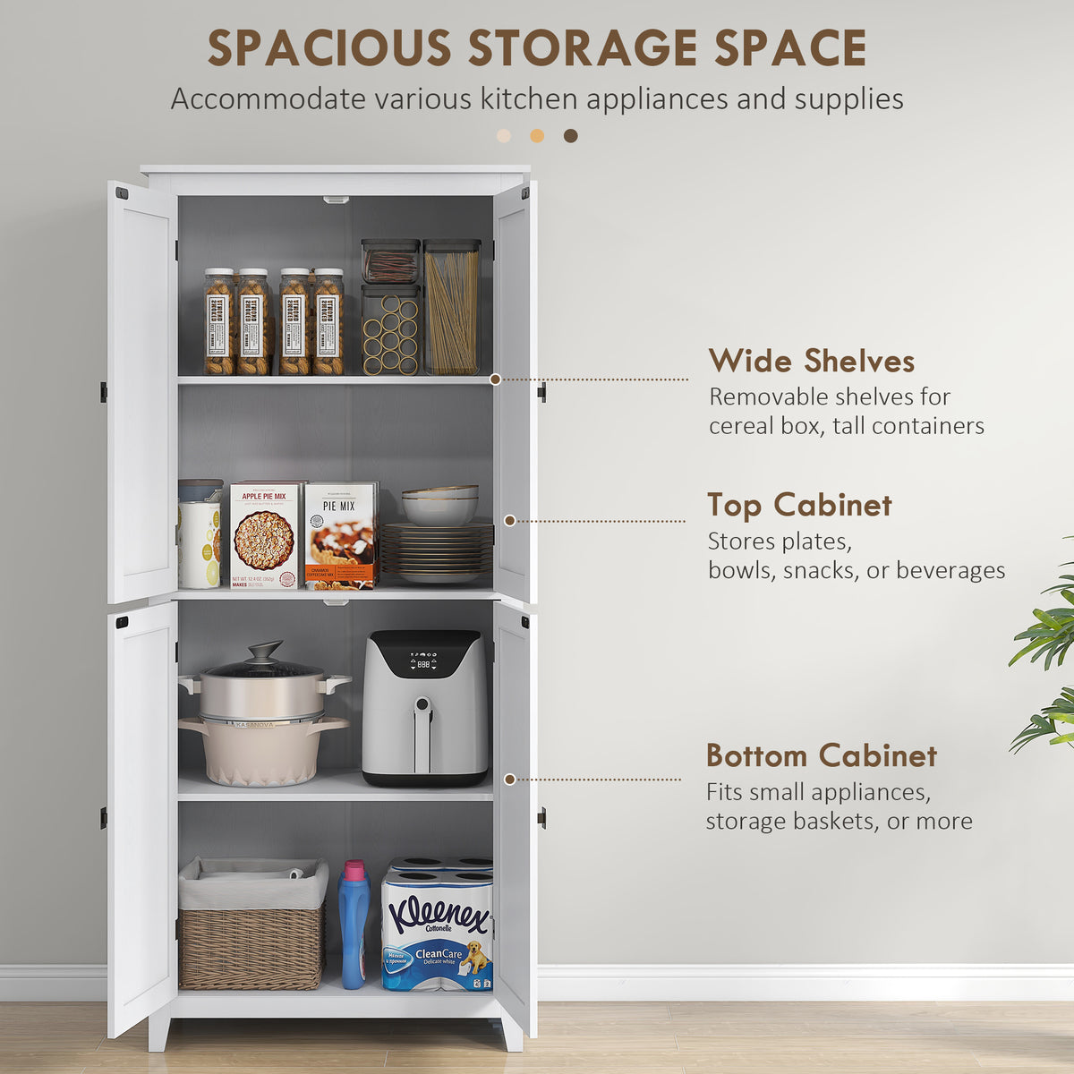 Kitchen Pantry Cabinet with Doors and Shelves – 32"W x 72"H
