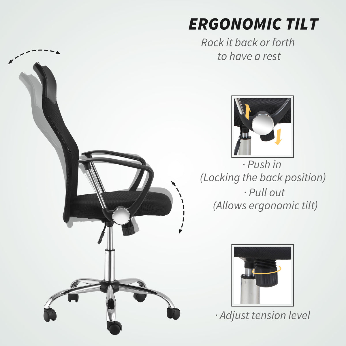 Ergonomic Mesh Office Chair, High Back Computer Desk Chair with Adjustable Height, Black