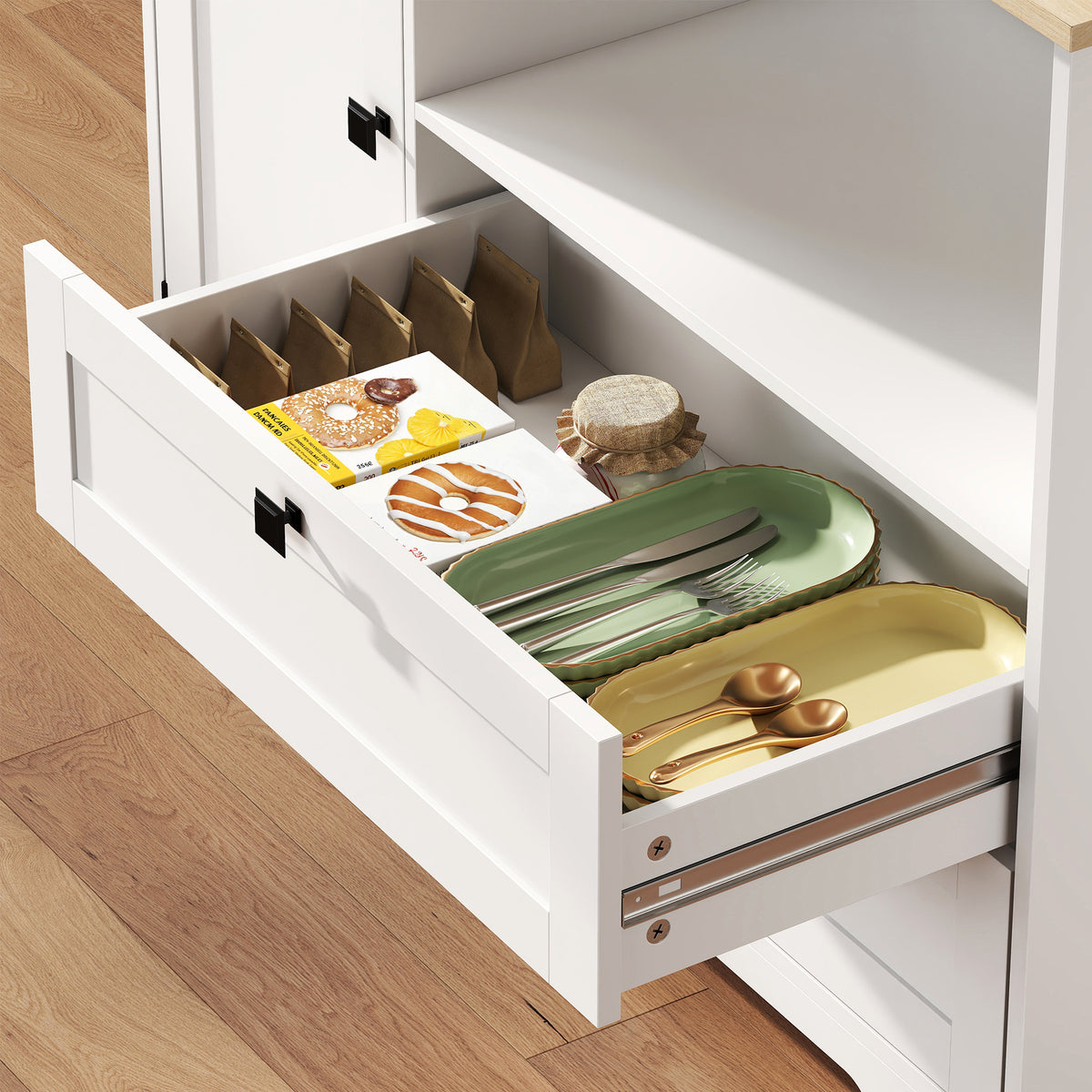 Tall Kitchen Hutch with 3 Cabinets – 39"W x 64"H