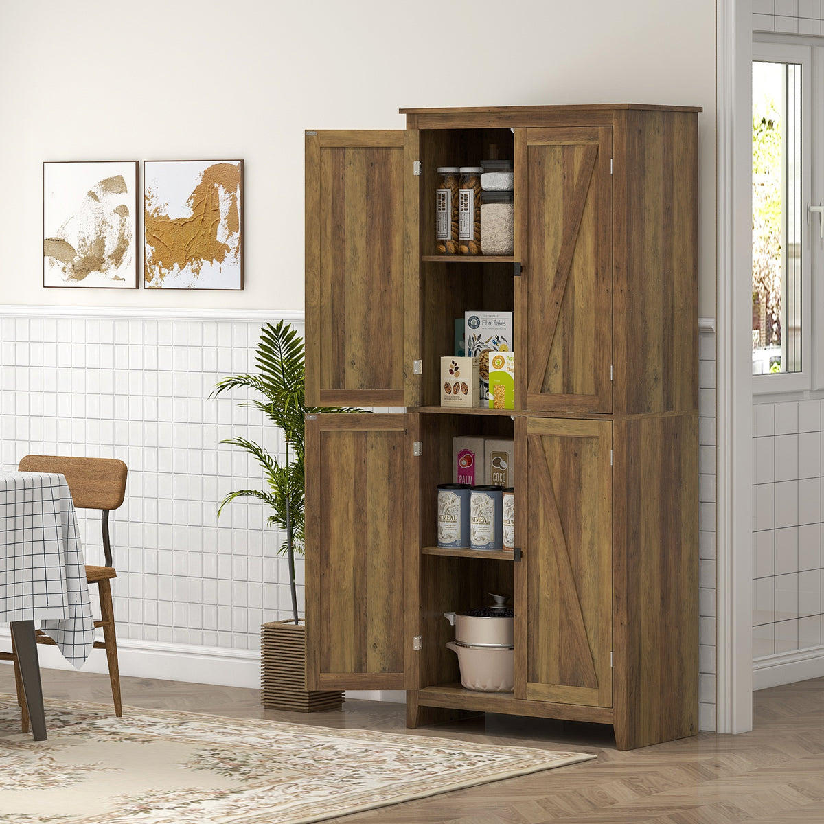 Kitchen Pantry Cabinet with Doors and Shelves – 32"W x 72"H