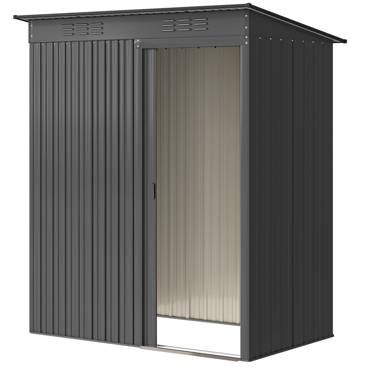 5.2' x 3.5' Outdoor Storage Shed, Easy to Assemble Metal Garden Shed, for Backyard, Lawn, Patio – Dark Grey