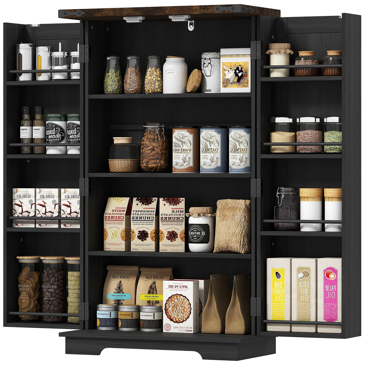 Kitchen Pantry Cabinet with Doors and Adjustable Shelves – 24"W x 41"H