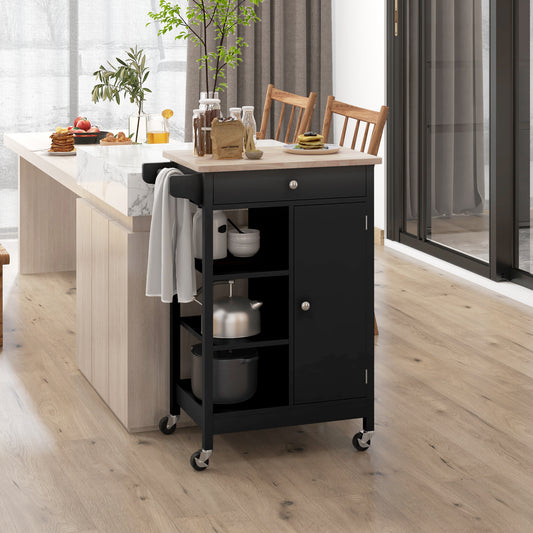Modern Rolling Kitchen Island Cart with Drawer – 26"W x 34"H