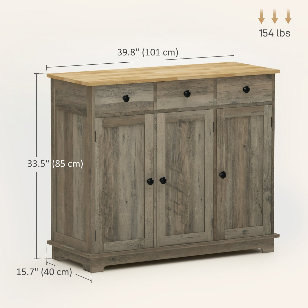 Buffet Cabinet with Storage Cabinets – 40"W x 34"H