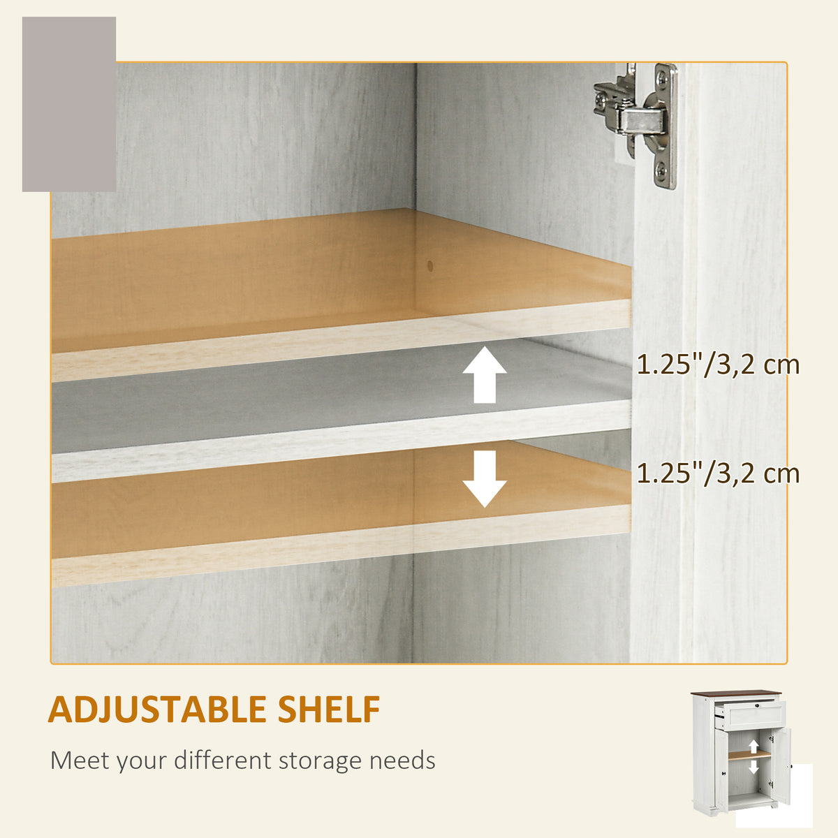 Farmhouse Sideboard Storage Cabinet with Doors and Drawer – 24"W x 35"H