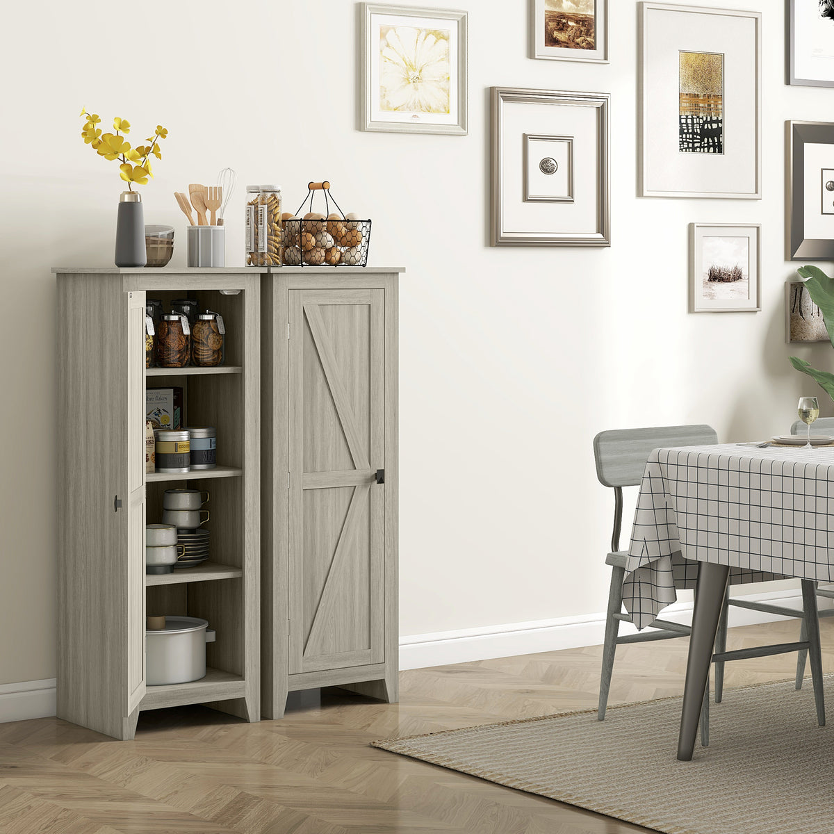 Farmhouse Kitchen Pantry Storage Cabinet with Barn Door – 17"W x 48"H