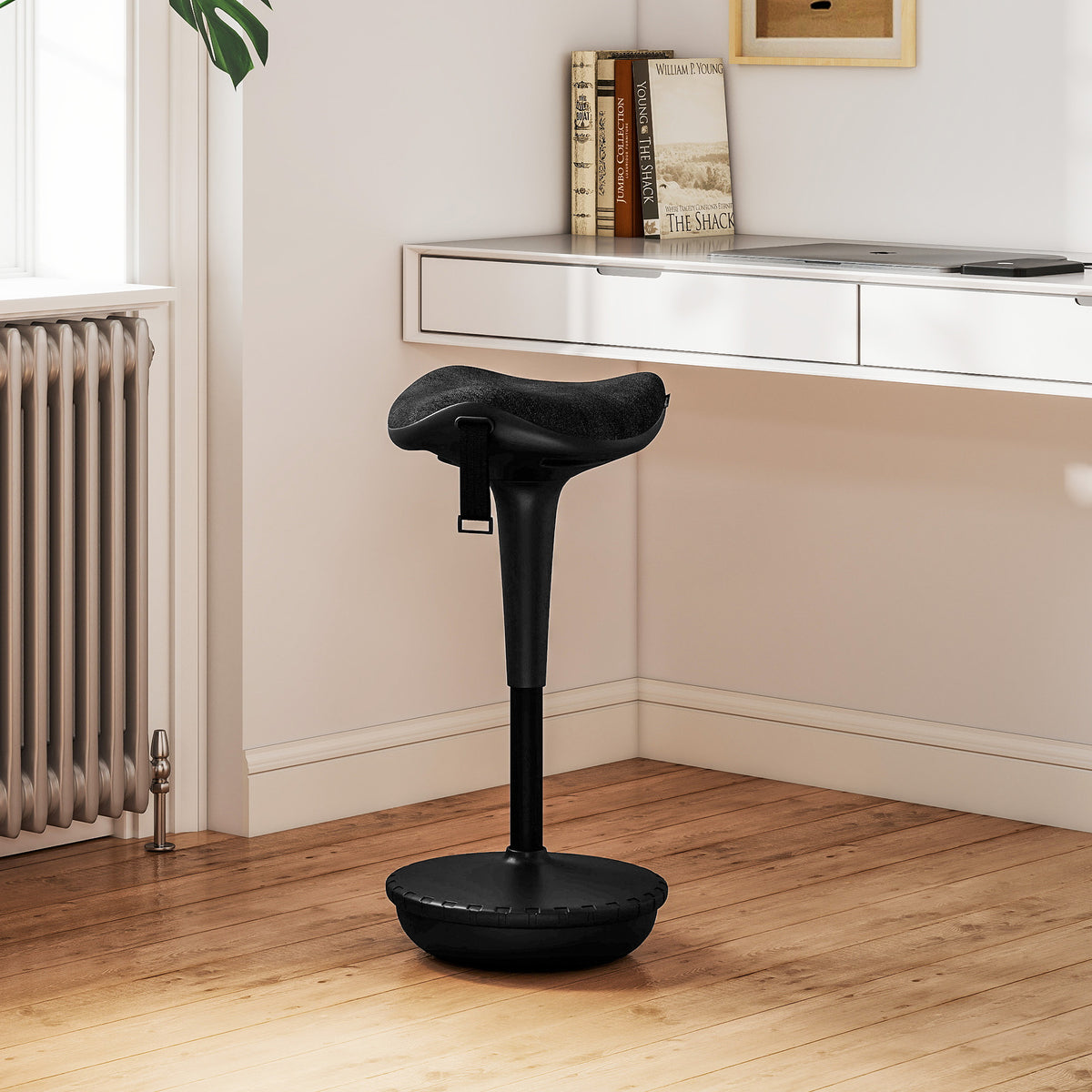 Swivel Standing Desk Chair, Adjustable Active Ergonomic Standing Stool, Black