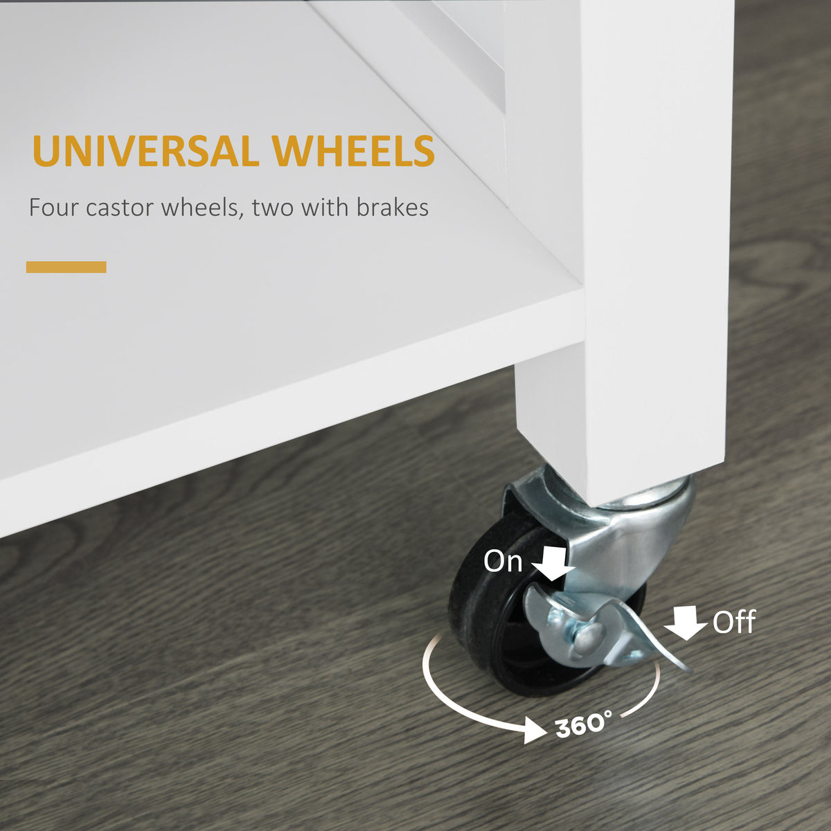 Rolling Kitchen Island with Drawer and Swivel Wheels – 42"W x 35"H