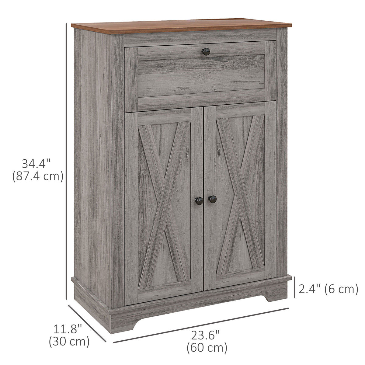 Farmhouse Storage Cabinet with Doors and Drawer – 24"W x 34"H