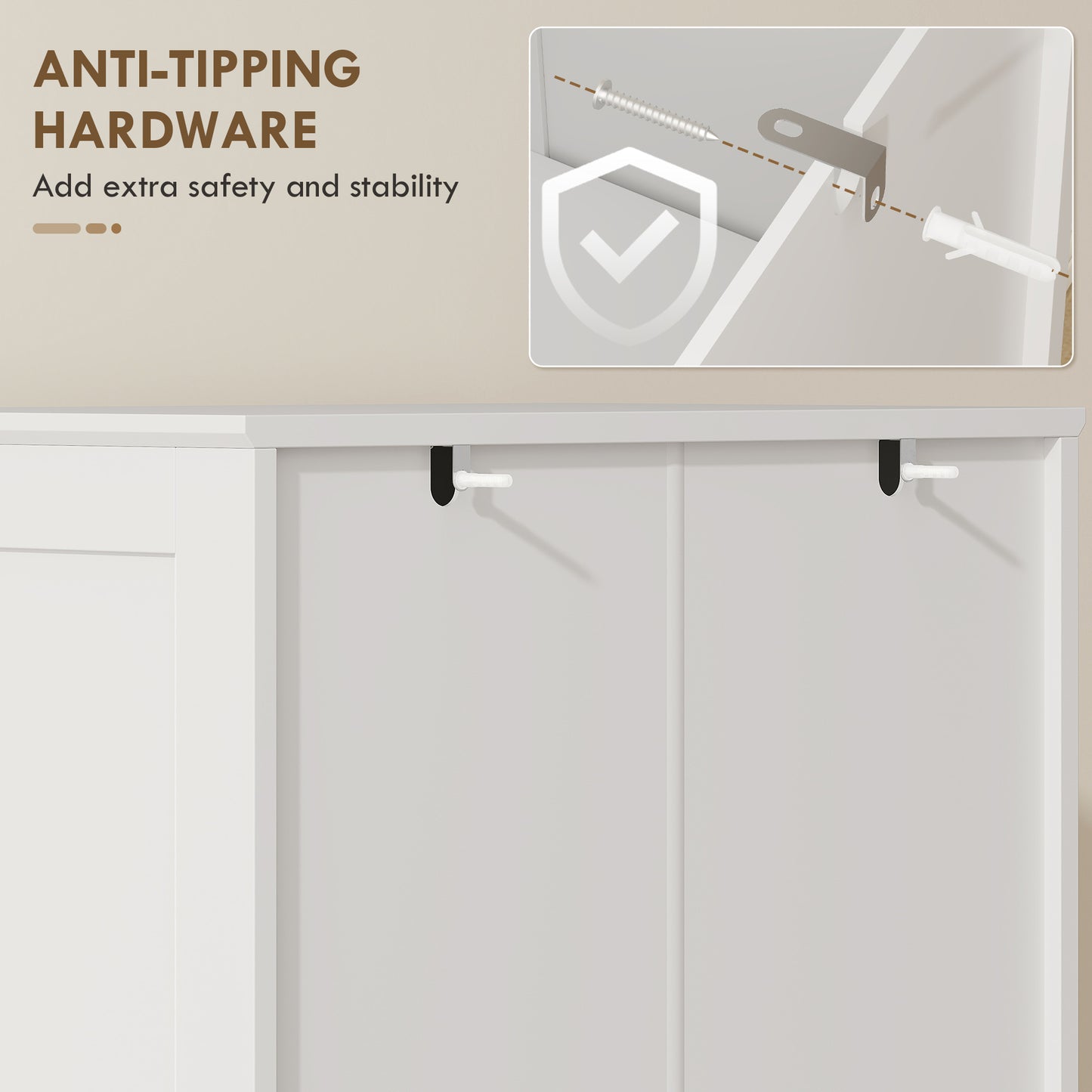HOMCOM Kitchen Pantry Cabinet Soft‑Close Acrylic Doors, White, 64" Tall