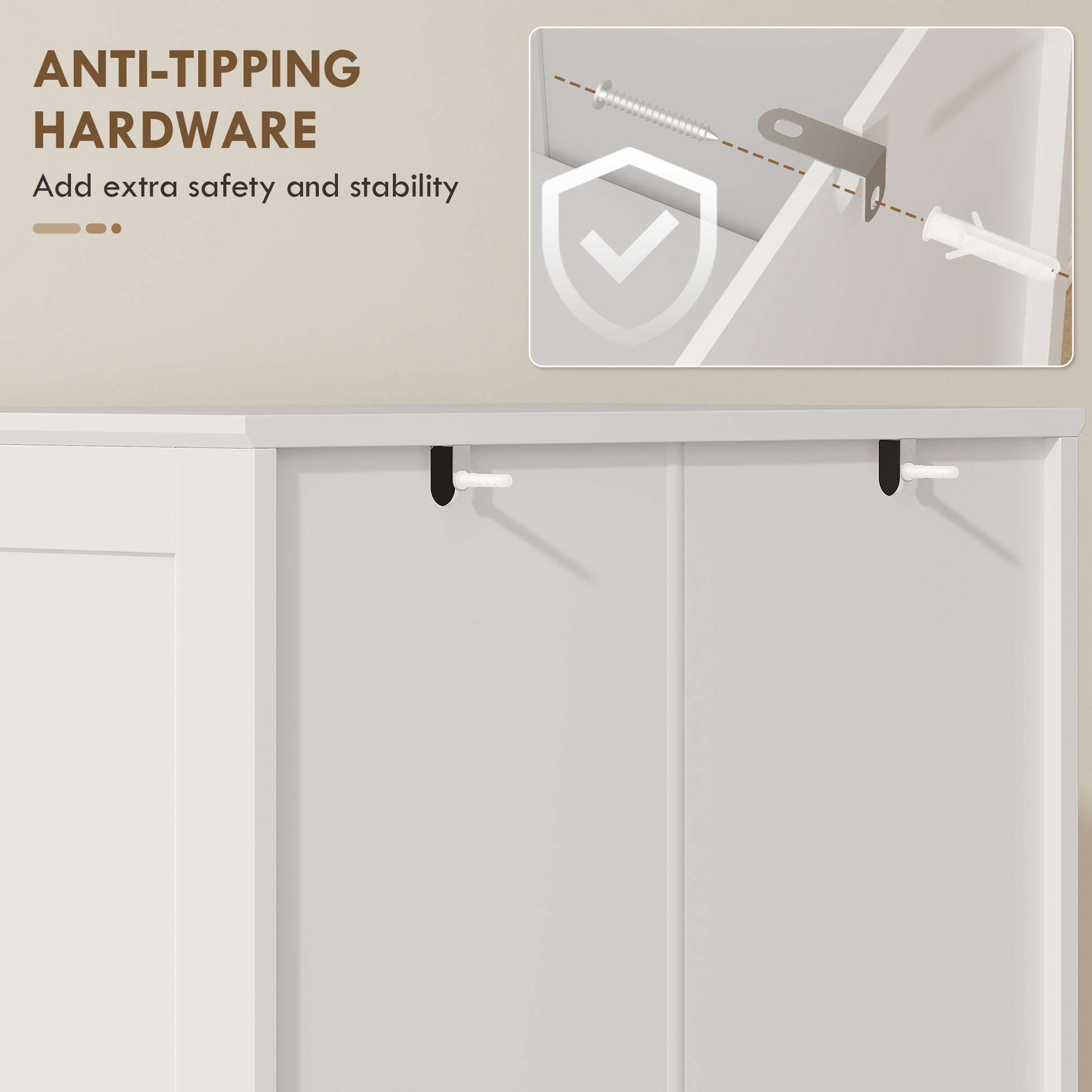 HOMCOM Kitchen Pantry Cabinet Soft‑Close Acrylic Doors, White, 64" Tall