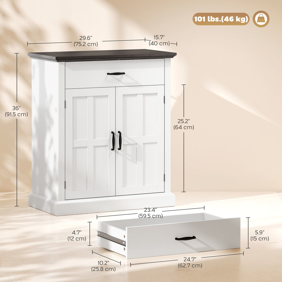 Modern Storage Cabinet with 2 Doors and Adjustable Shelf – 30"W x 36"H