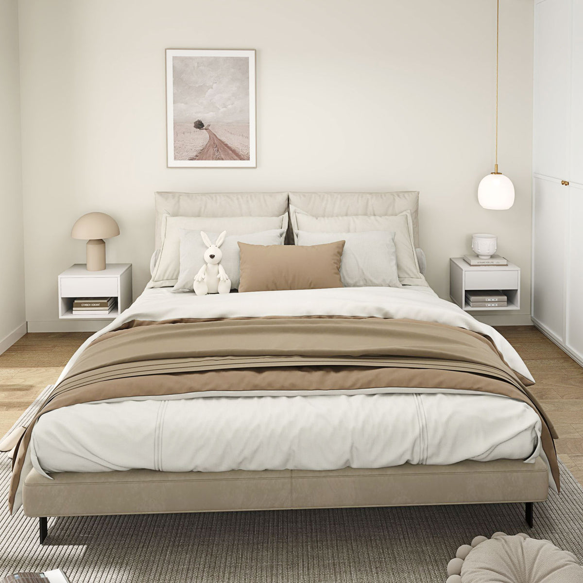 Floating Nightstands with Drawer, Set of 2 – 16"W x 11"H