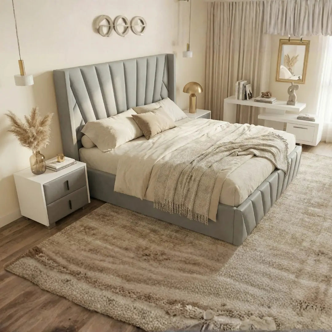 Eva Lift-Up Storage Bed – Light Gray