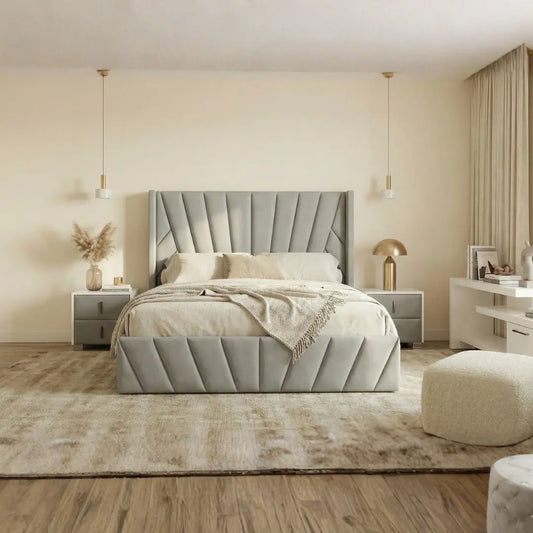 Eva Lift-Up Storage Bed – Light Gray
