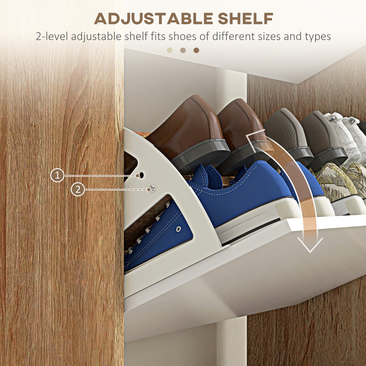Slim Shoe Storage Cabinet with 3 Flip Drawers – 28"W x 47"H