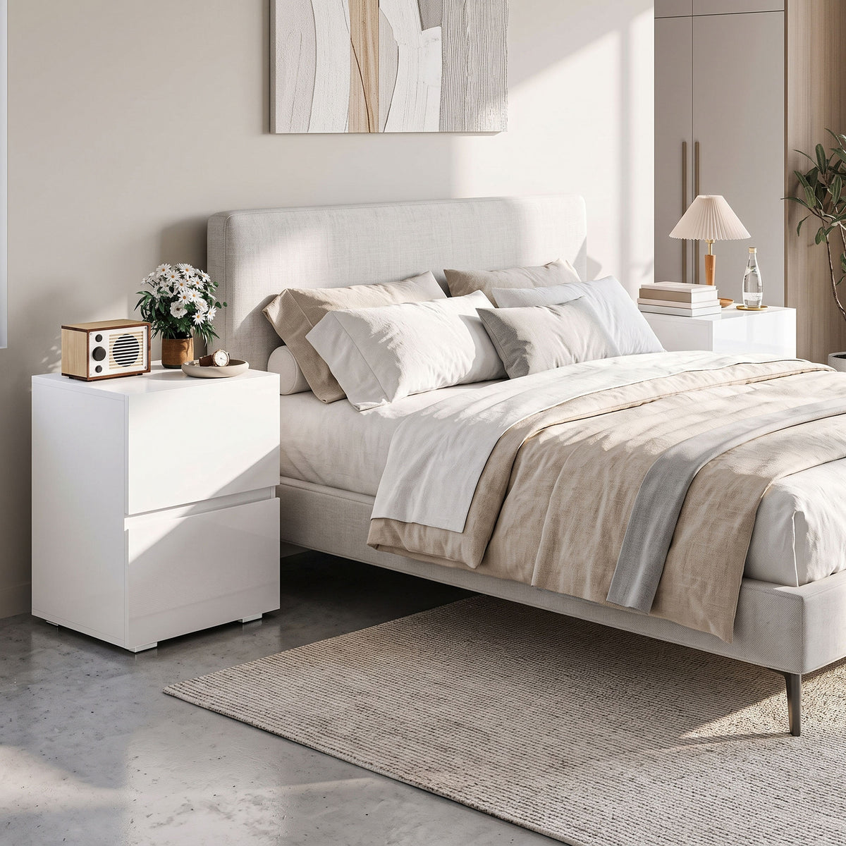 High Gloss 2-Drawer Nightstands, Set of 2 – 16"W x 23"H