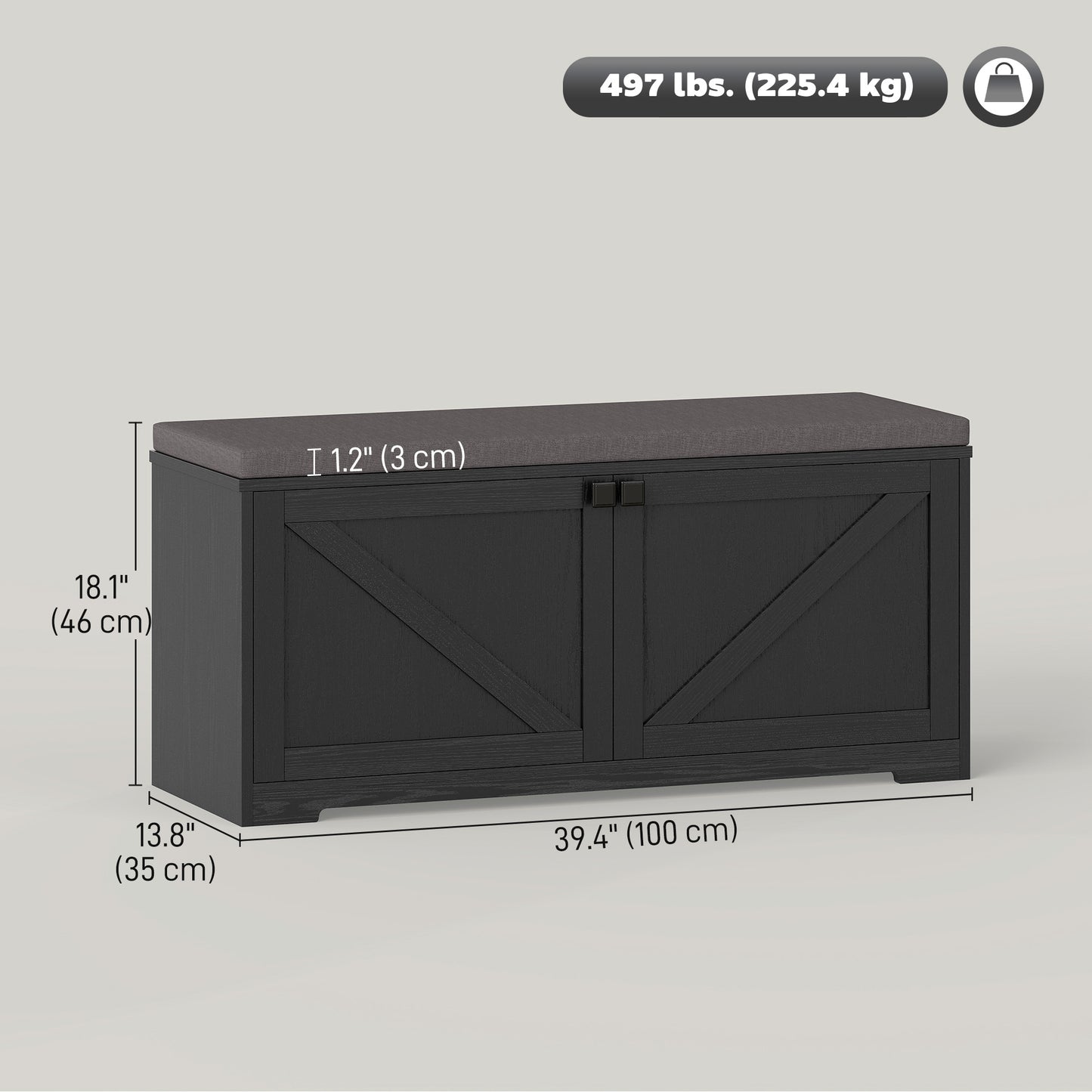 HOMCOM Entryway Shoe Storage Bench, Padded Seat, 8-Pair Organizer, Black Wood Grain