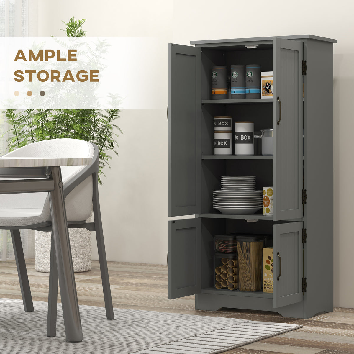 4-Door Pantry Storage Cabinet with Adjustable Shelves – 24"W x 48"H