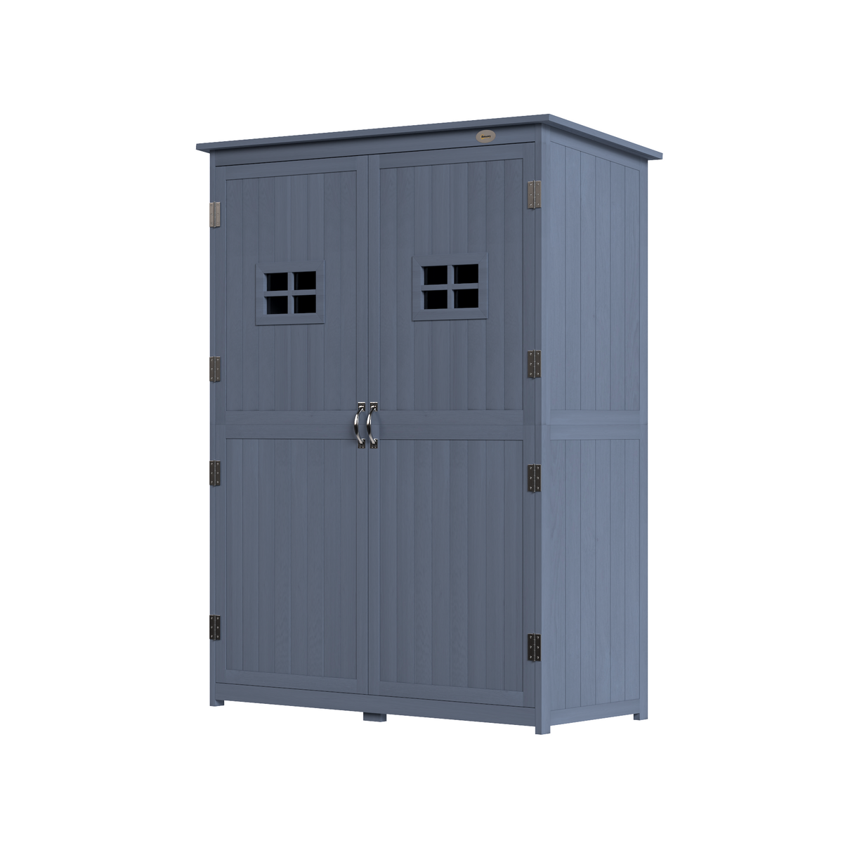 4' x 1.5' Wooden Garden Storage Shed, Outdoor Tool Cabinet Organizer with Windows and Double Door – Dark Grey