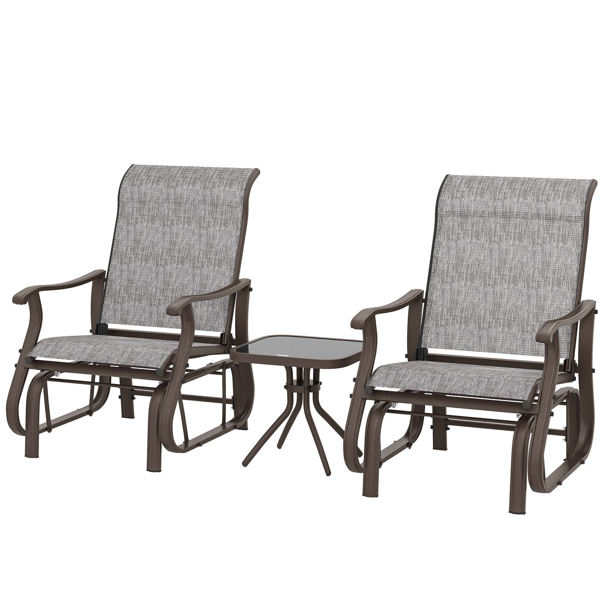 3PCs Gliding Rocking Chair & Bistro Tea Table Set