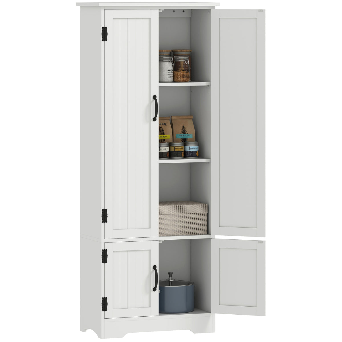 4-Door Pantry Storage Cabinet with Adjustable Shelves – 24"W x 60"H