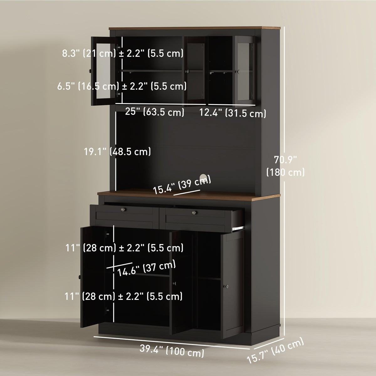 Pantry Cabinet with Microwave Space – 39"W x 71"H