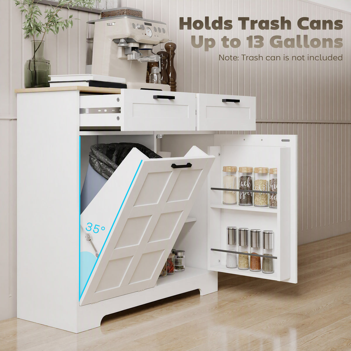 Kitchen Island with Trash Cabinet – 39"W x 36"H