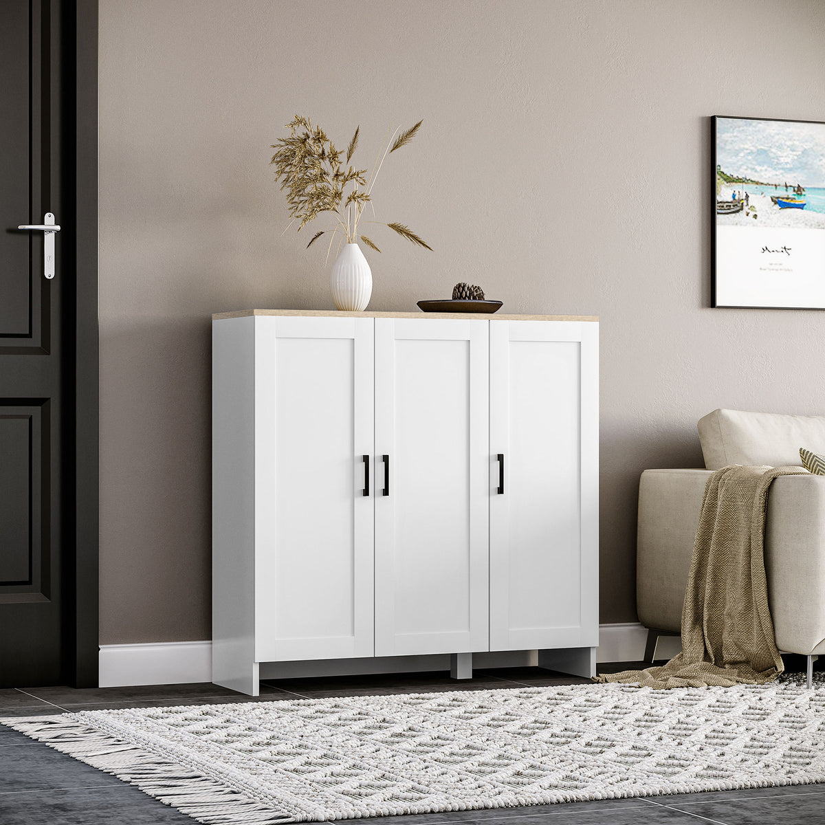 35" Modern Sideboard Cabinet with 3 Doors