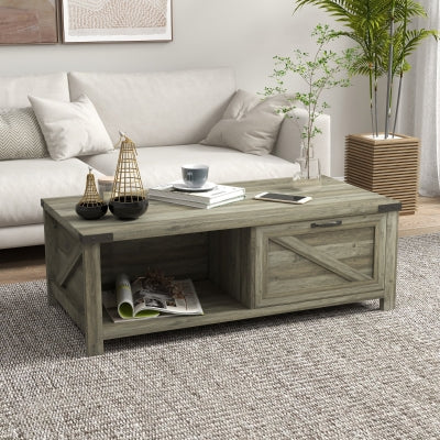 Modern Lift Top Coffee Table with Charging, Hidden Storage & Fabric Drawers