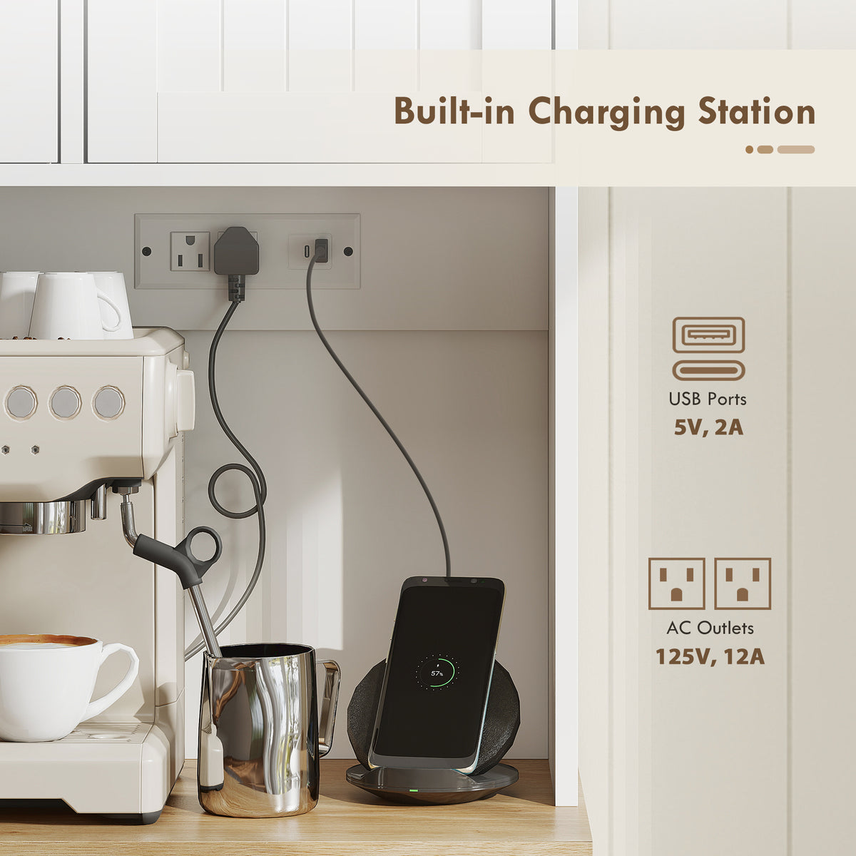 Pantry Cabinet with Charging Station – 39"W x 68"H