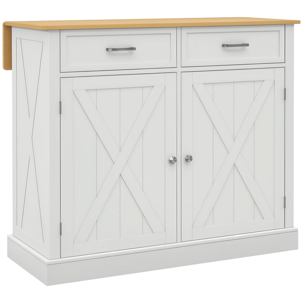 Rolling Kitchen Island with Drop Leaf Wood Breakfast Bar – 41"W x 36"H