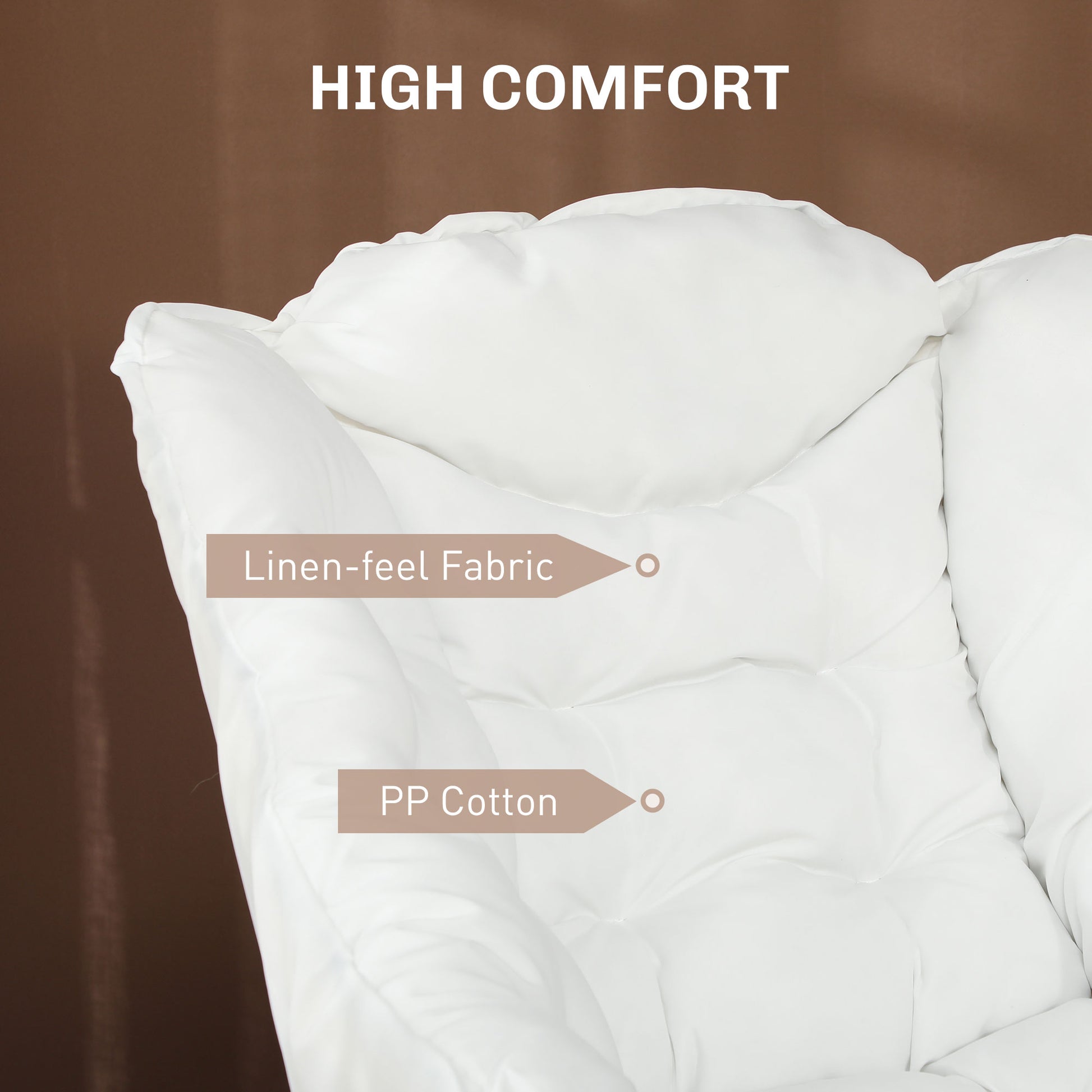 HOMCOM Modern Cream White Accent Armchair with Side Pockets & Steel Legs