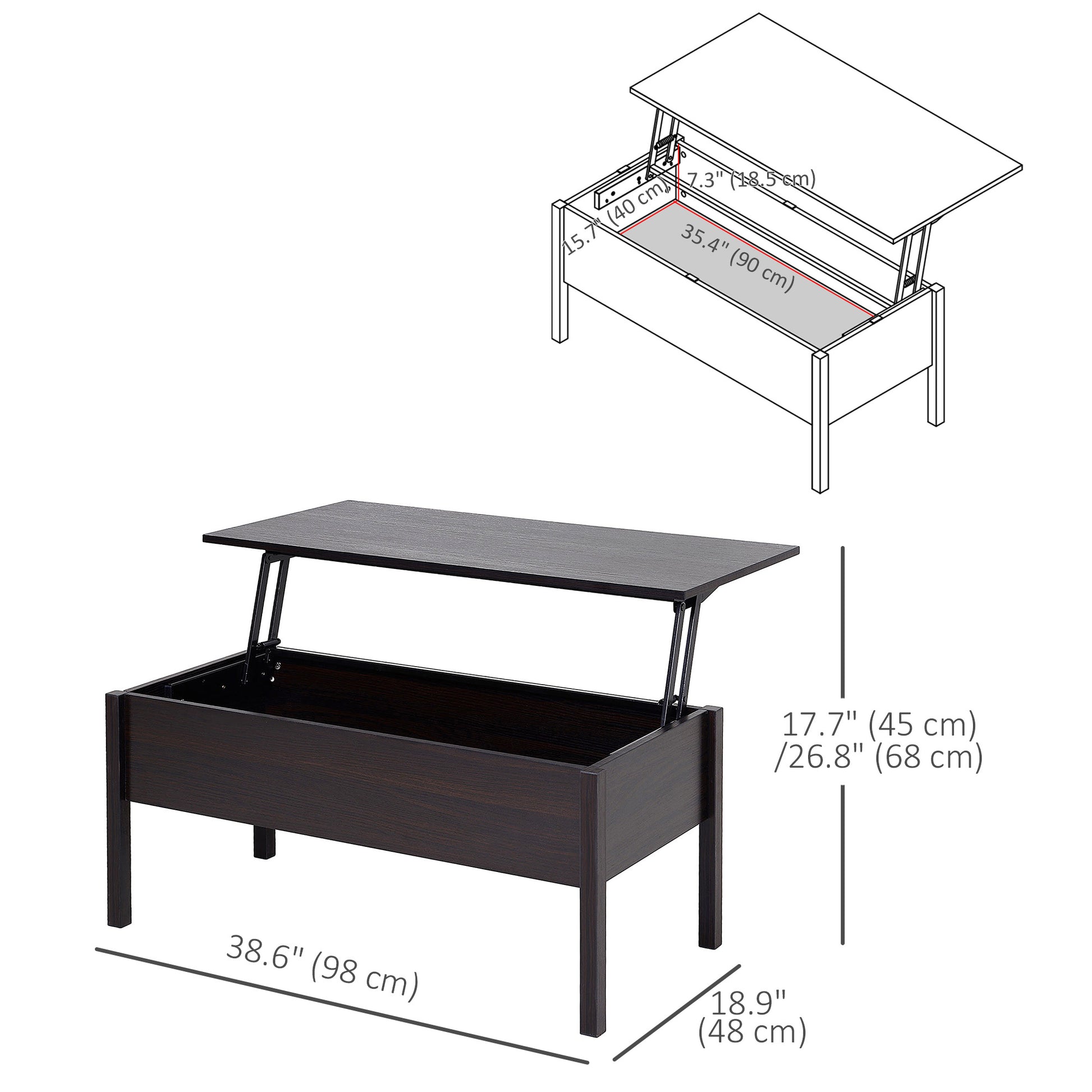 HOMCOM Versatile Lift-Top Coffee Table with Concealed Storage for Modern Living