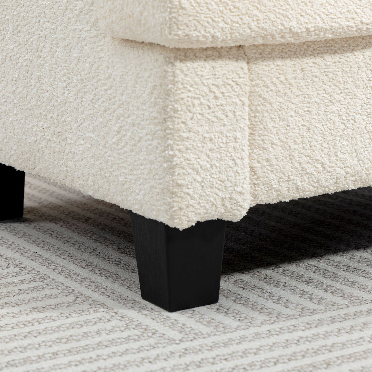 Modern Cream White Chenille Accent Armchair with Wood Frame, Back Pillow