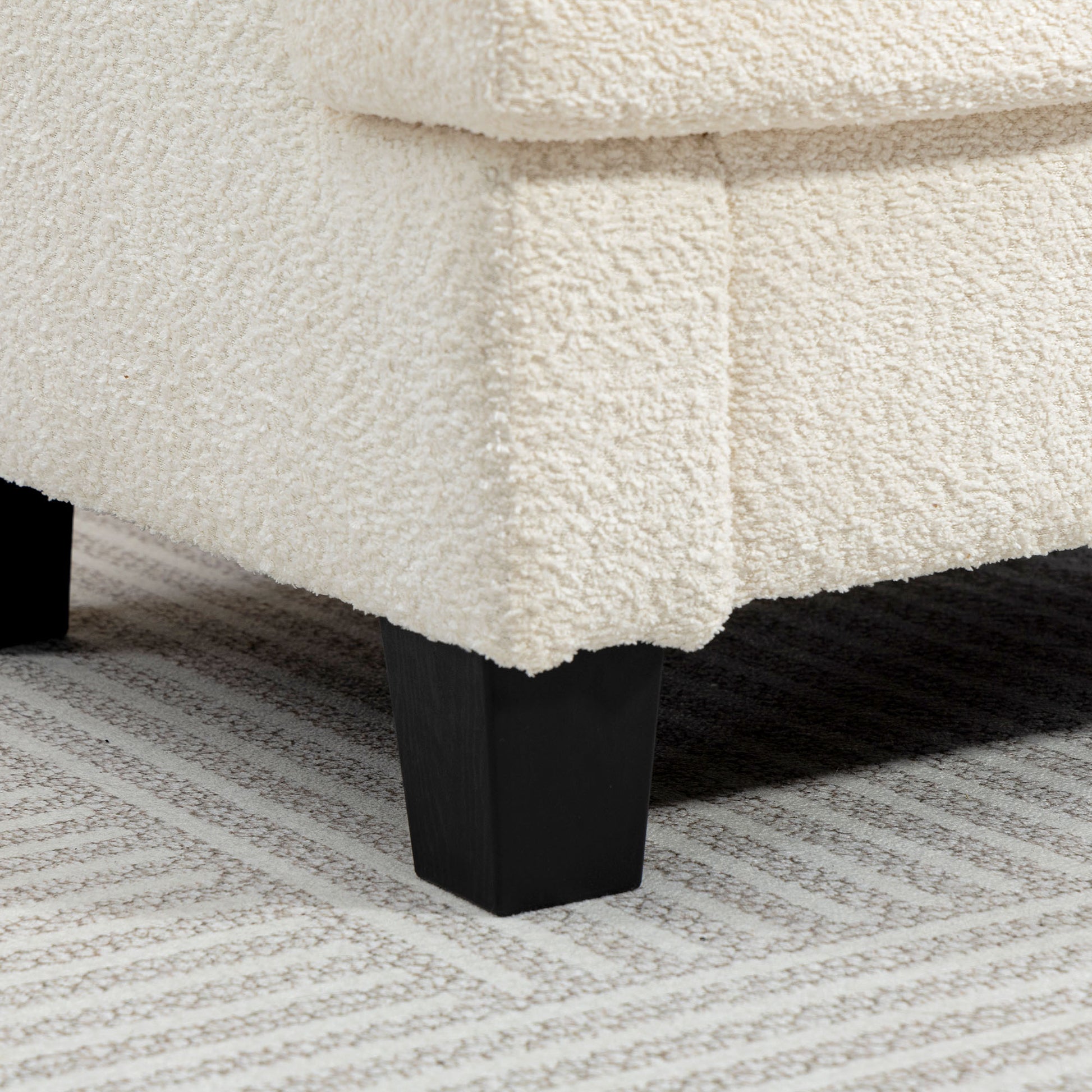 Modern Cream White Chenille Accent Armchair with Wood Frame, Back Pillow