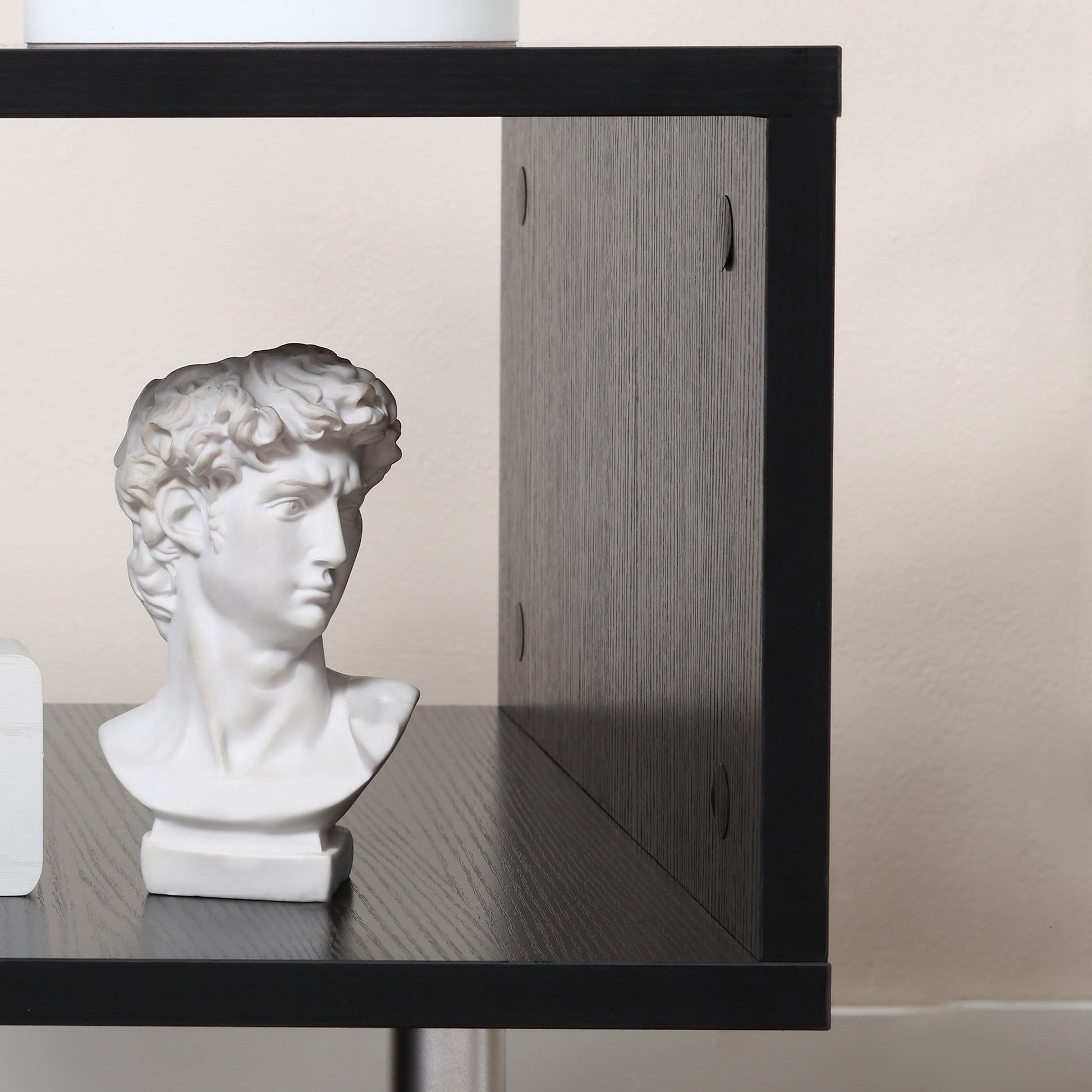 HOMCOM Modern S-Shape 3-Tier Wooden End Table with Storage Shelves, Black